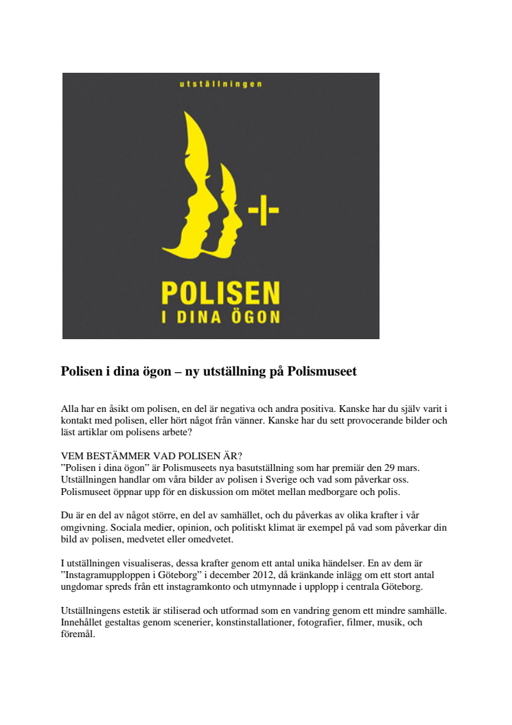 Polisen i dina ögon – ny utställning på Polismuseet