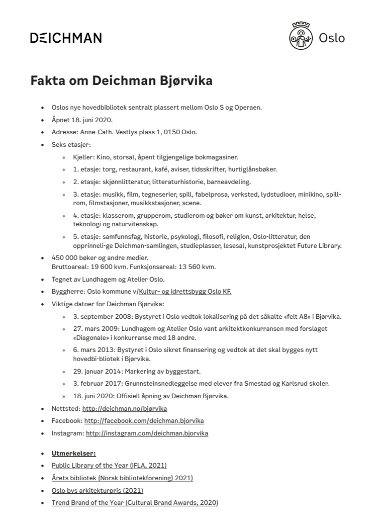 Fakta om Deichman Bjørvika (NO/ENG)