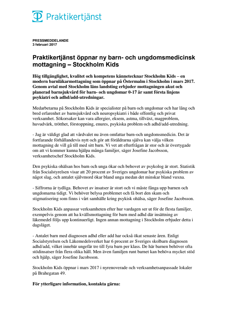 Praktikertjänst öppnar ny barn- och ungdomsmedicinsk mottagning – Stockholm Kids