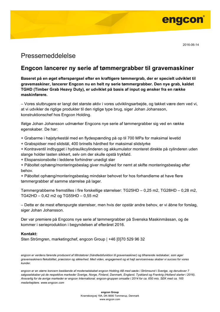 Engcon lancerer ny serie af tømmergrabber til gravemaskiner
