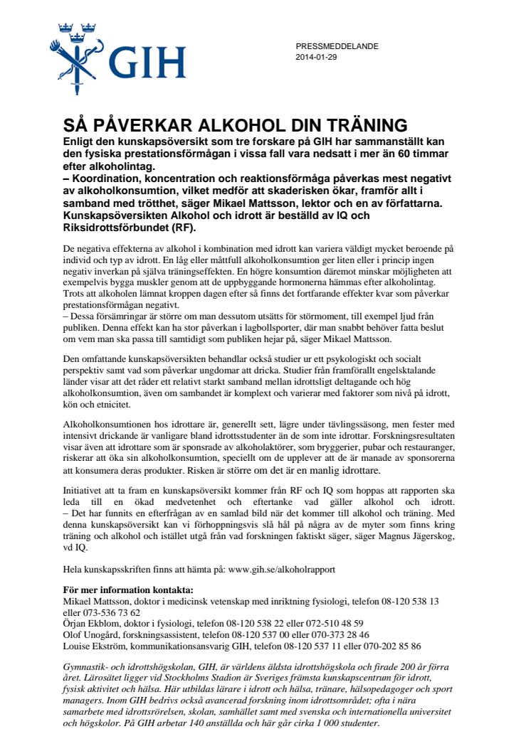 Ny kunskapsskrift: Så påverkar alkohol din träning