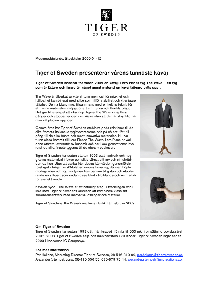 Tiger of Sweden presenterar vårens tunnaste kavaj 