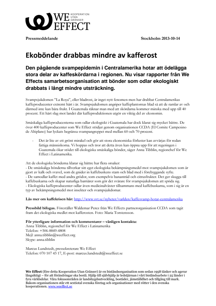 Ekobönder drabbas mindre av kafferost