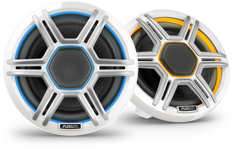 FusionApolloSpeakers_6.5inch_SportsWhite_FrontRight_Blue_Orange_Group.png
