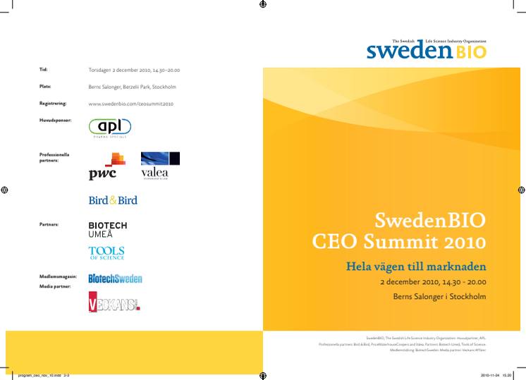 SwedenBIO CEO Summit 2010