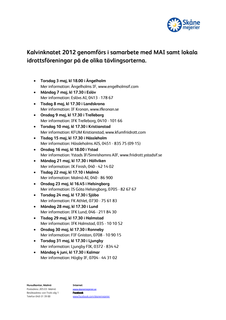 Lokala medarrangörer av Kalvinknatet