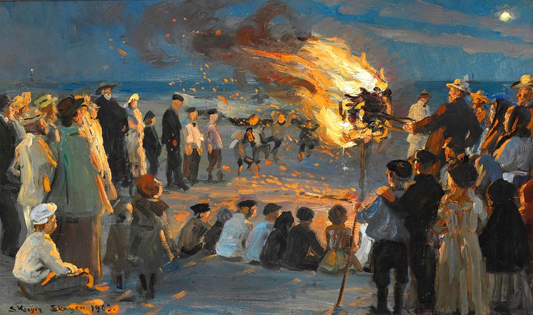 P.S. Krøyer: Midsummer Eve bonfire on Skagen beach (1903)