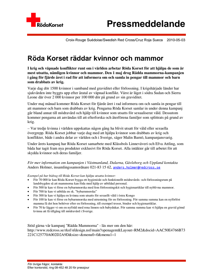 Röda Korset räddar kvinnor och mammor