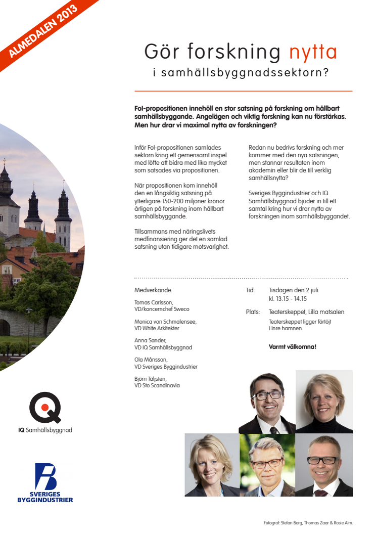 Inbjudan till Almedalsseminarium: Gör forskning nytta i samhällsbyggnadssektorn?