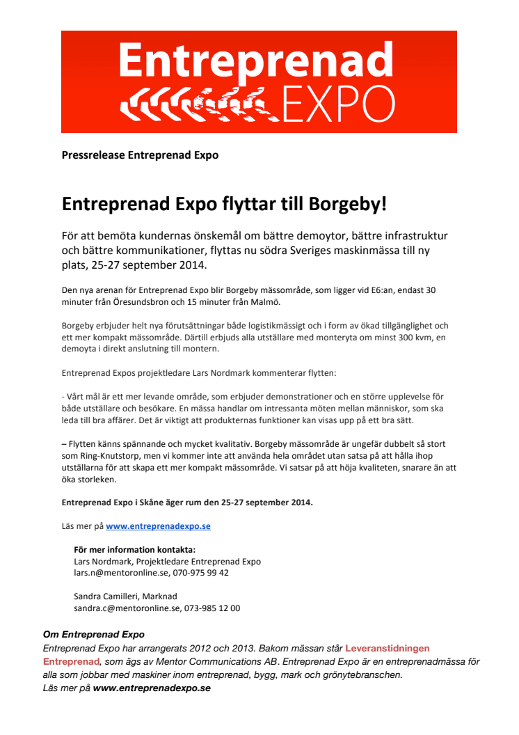 Entreprenad Expo flyttar till Borgeby!