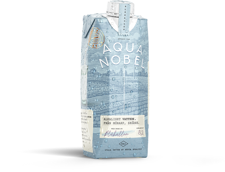 Aqua Nobel pH 8,2 Blåhallon Alkaliskt vatten i klimatsmart kartongförpackning
