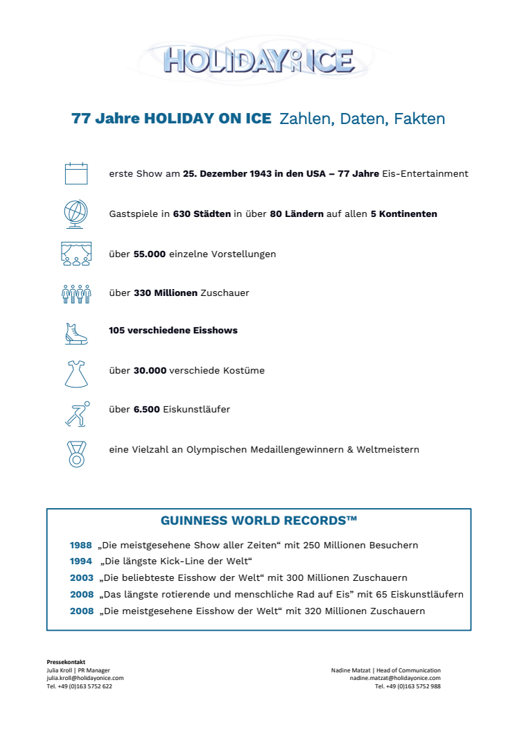 HOLIDAY ON ICE - Zahlen, Daten, Fakten
