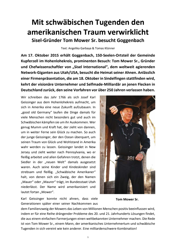 Mit schwäbischen Tugenden den amerikanischen Traum verwirklicht