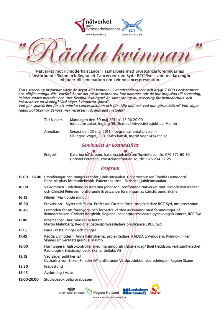 Rädda kvinnan - seminarium om kvinnoprevention 