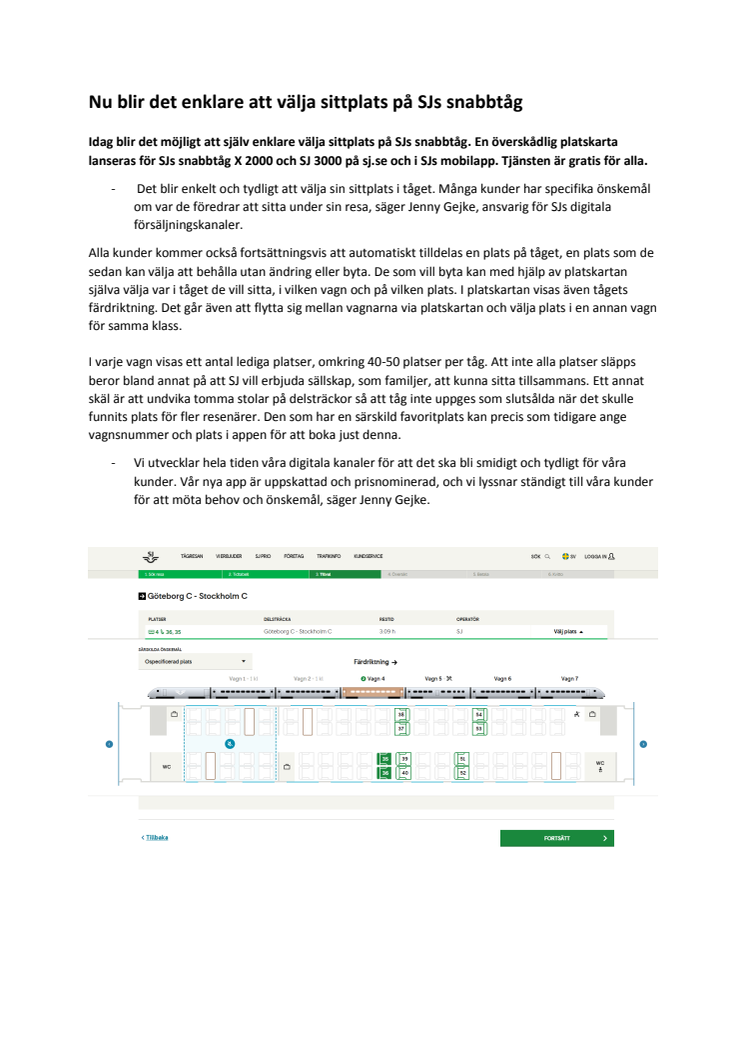 Nu blir det enklare att välja sittplats på SJs snabbtåg