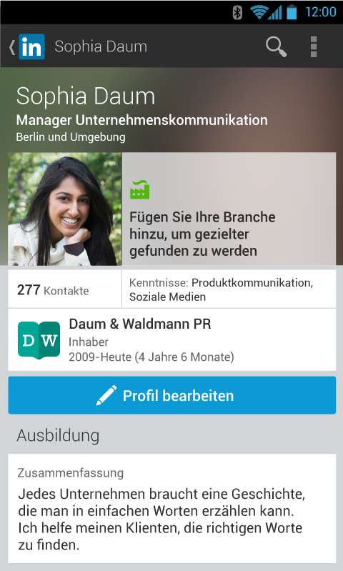 Linkedin optimiert Nutzerprofile für Mobilgeräte: Android App