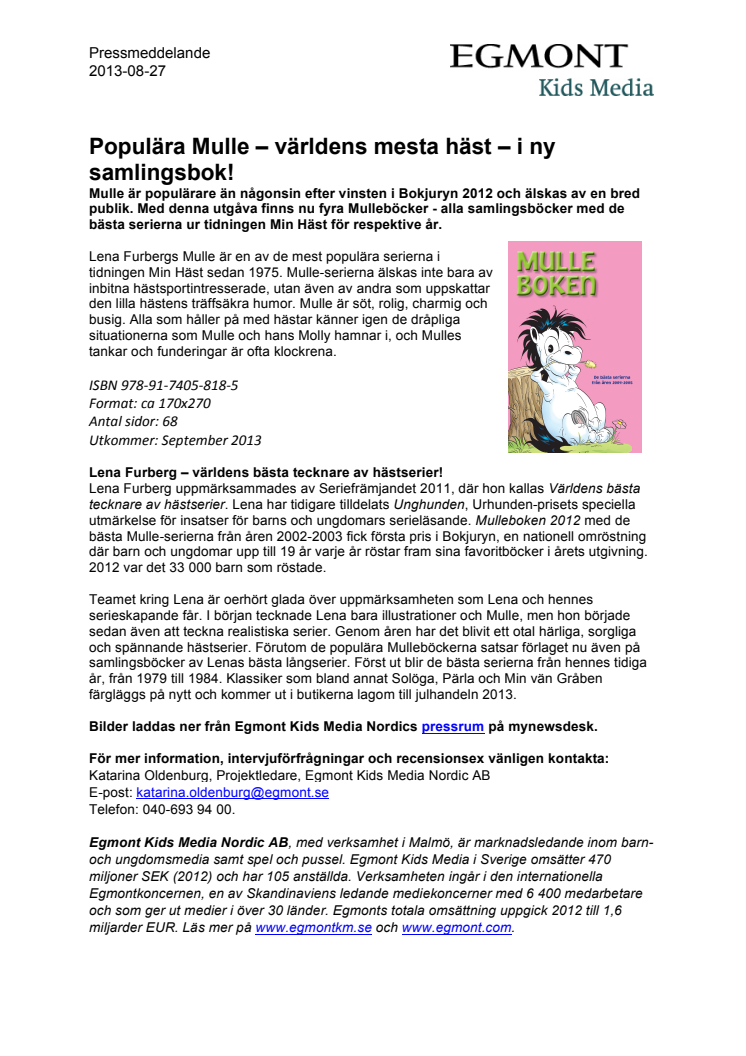Populära Mulle – världens mesta häst – i ny samlingsbok!