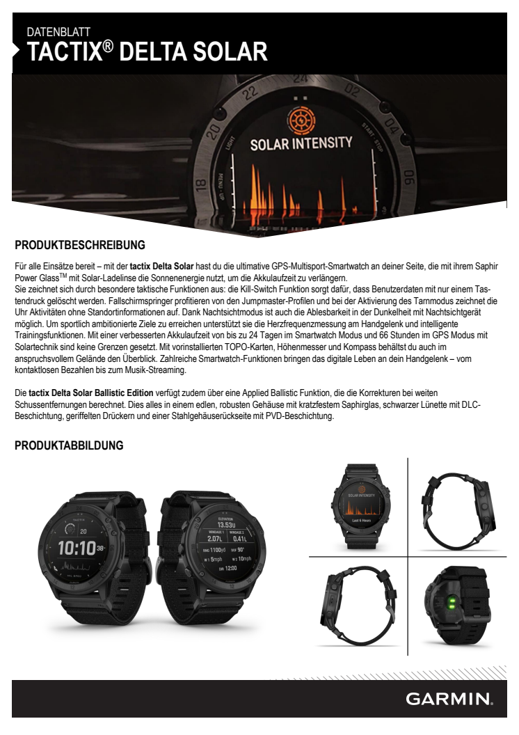 Garmin Datenblatt tactix Delta Solar