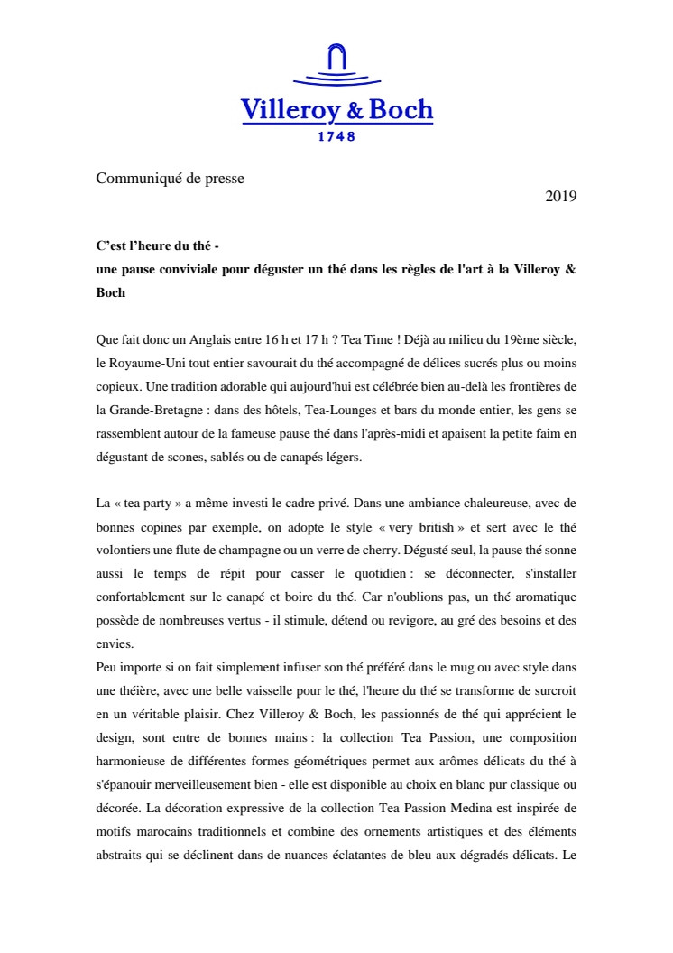 C’est l’heure du thé - une pause conviviale pour déguster un thé dans les règles de l'art à la Villeroy & Boch