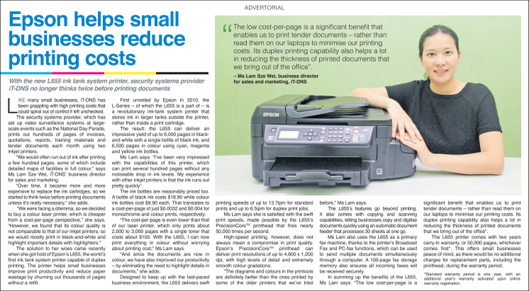 Epson helps small businesses reduce printing costs