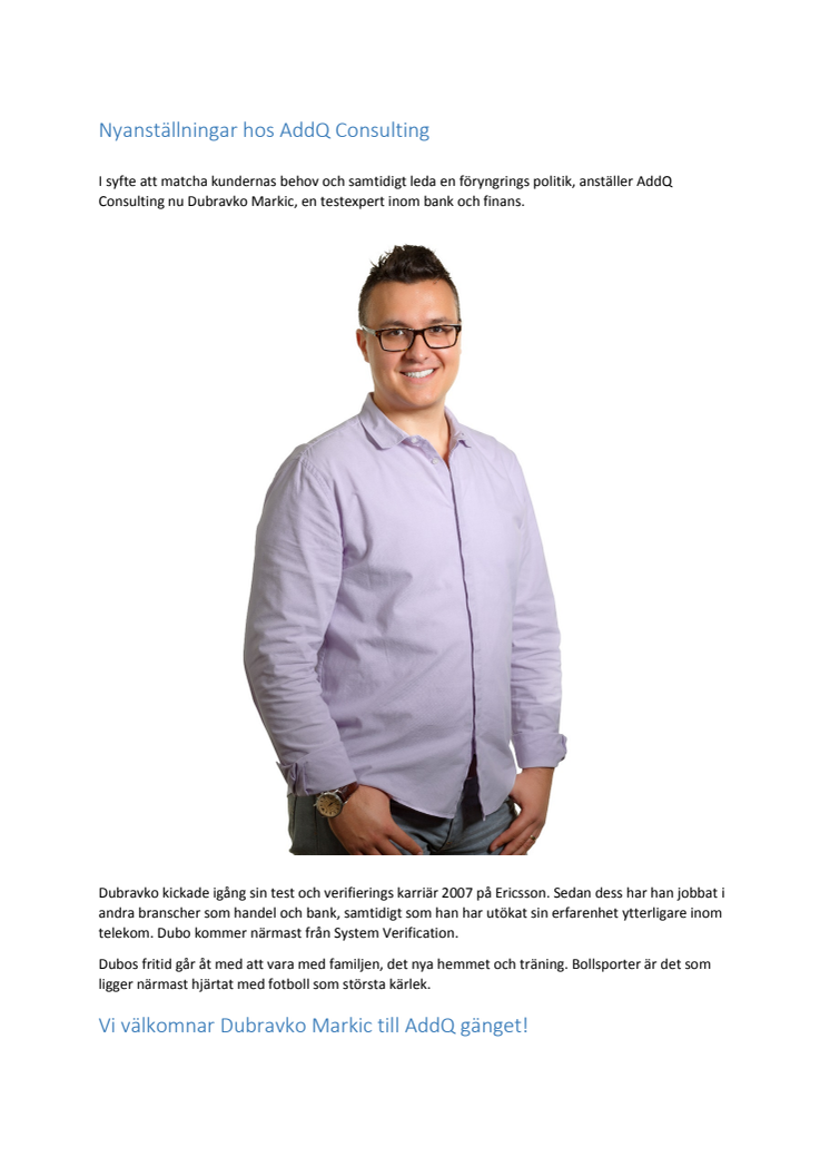 Dubravko Markic - testexpert inom bank och finans
