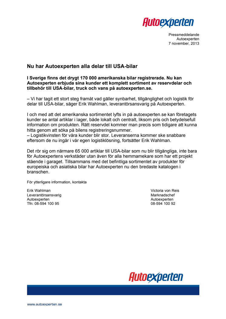 Nu har Autoexperten alla delar till USA-bilar