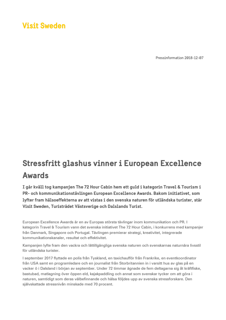 Stressfritt glashus vinner i European Excellence Awards 