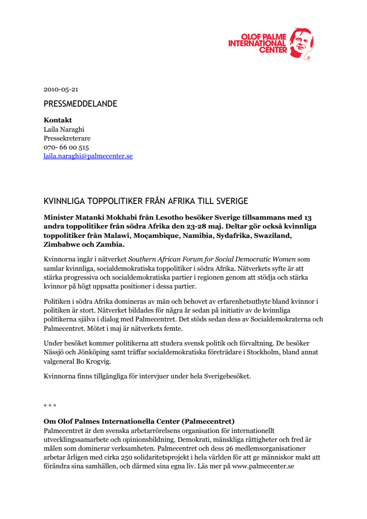 Kvinnliga toppolitiker från Afrika besöker Sverige