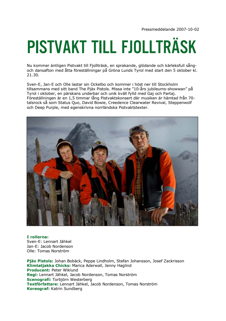 PISTVAKT TILL FJOLLTRÄSK