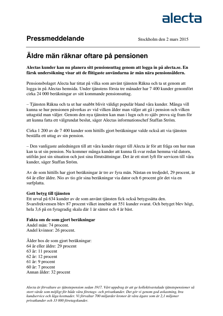 Äldre män räknar oftare på pensionen