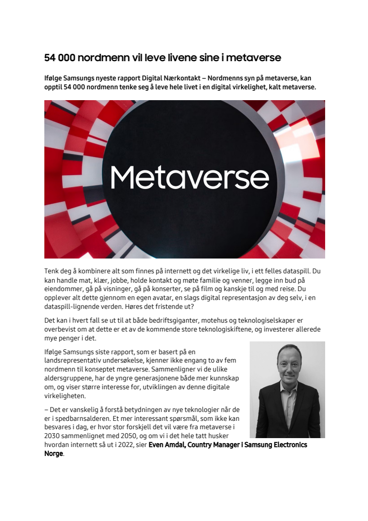 Metaverse pressemelding