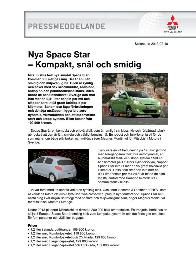 Nya Space Star - kompakt, snål och smidig 