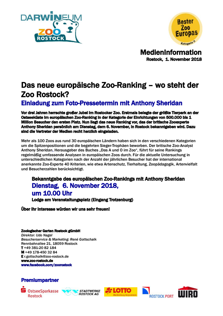 Das neue europäische Zoo-Ranking – wo steht der Zoo Rostock?