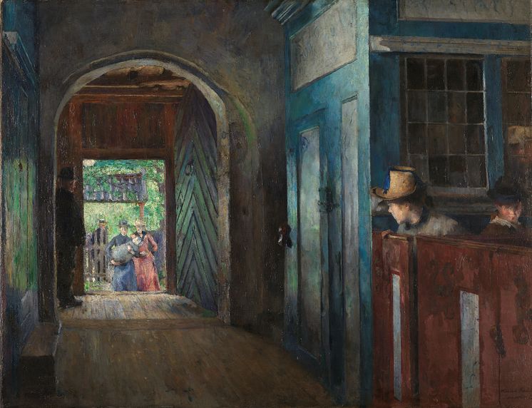 Harriet Backer, Barnedåp i Tanum Kirke, 1892.