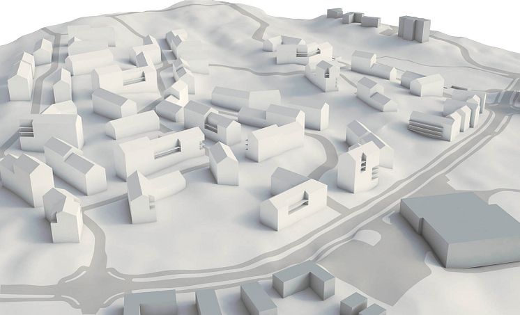 Modell över nytt bostadsområde i Alingsås
