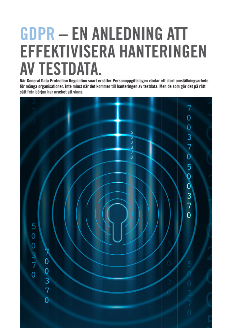 GDPR – En anledning att effektivisera hanteringen av testdata