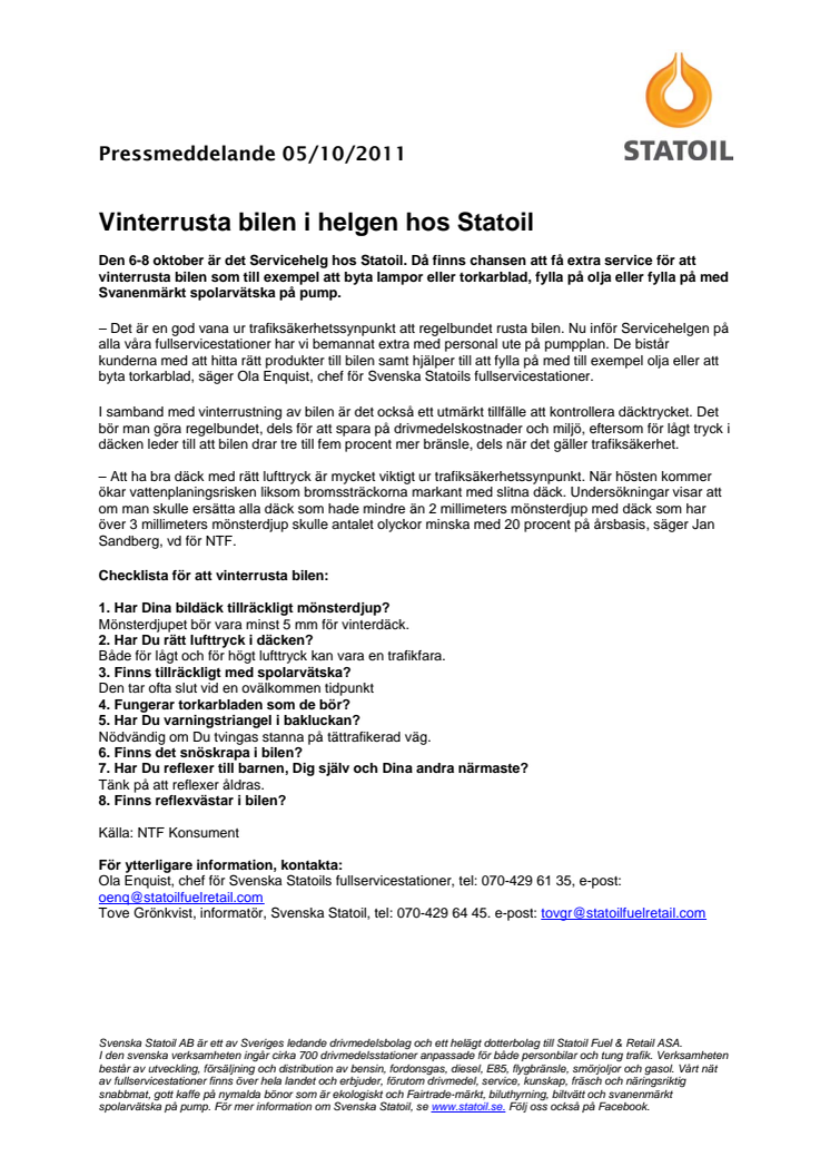 Vinterrusta bilen i helgen hos Statoil 