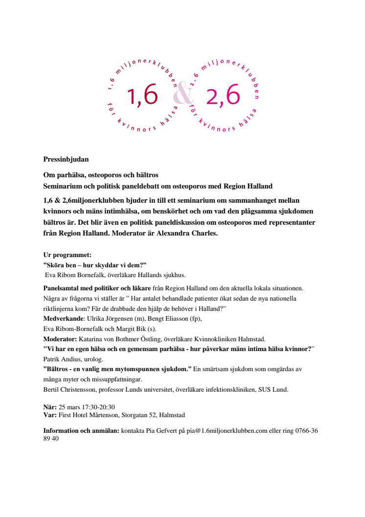 Seminarium och politisk debatt i Halmstad 25 mars