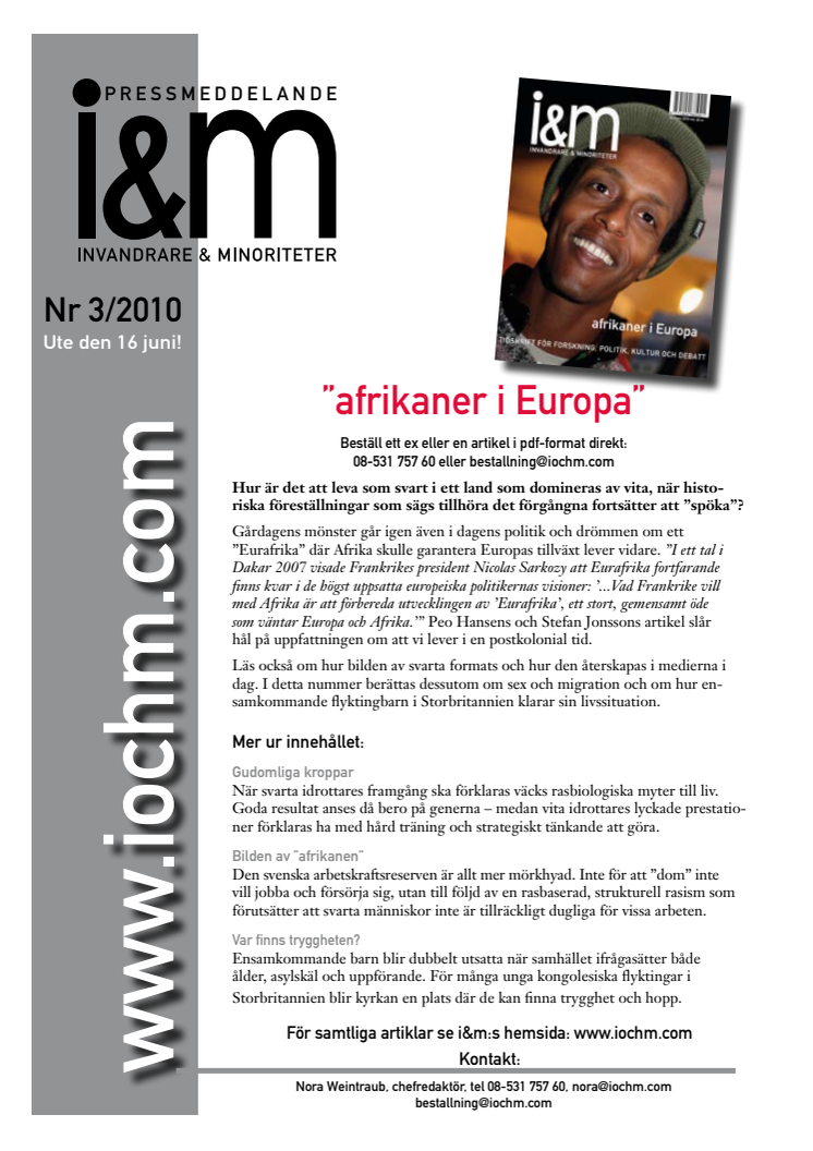 Afrikaner i Europa, nytt nummer av tidskriften i&m ute nu!