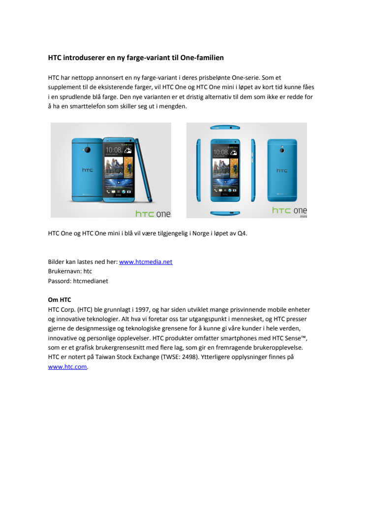 HTC introduserer en ny farge-variant til One-familien 