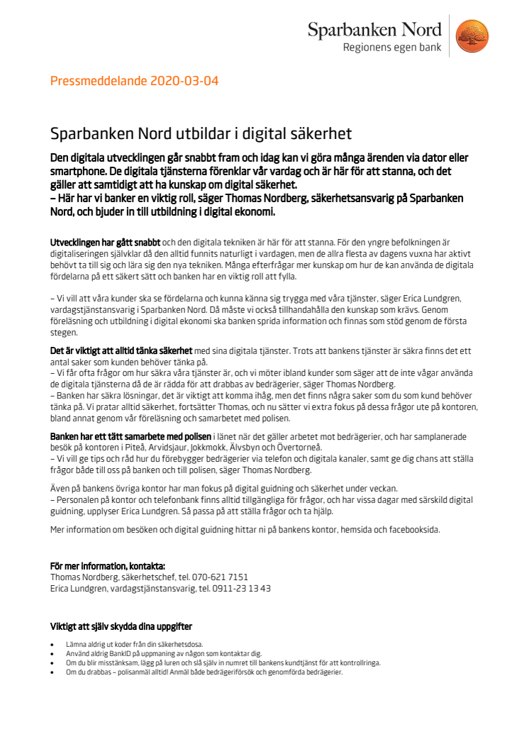 Sparbanken Nord utbildar i digital säkerhet (pdf)