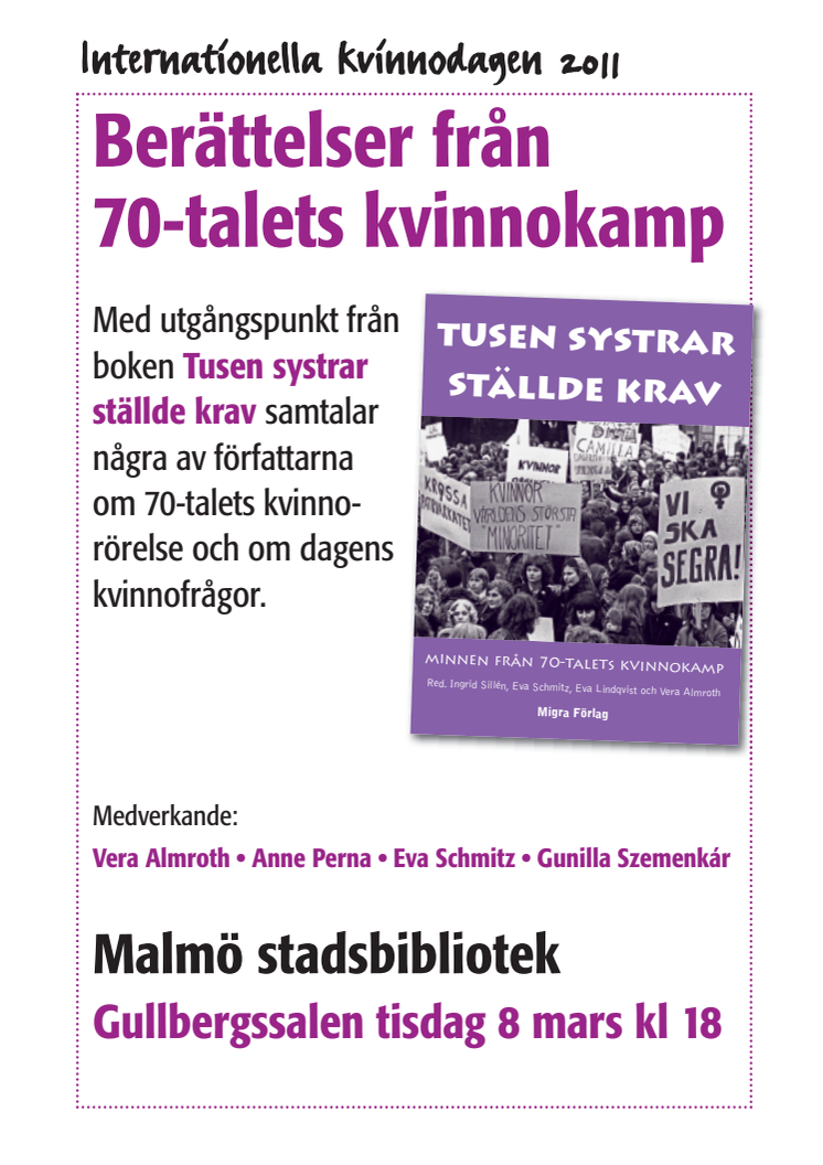 Stadsbiblioteket: Kvinnodagen om kvinnofrågor då och nu