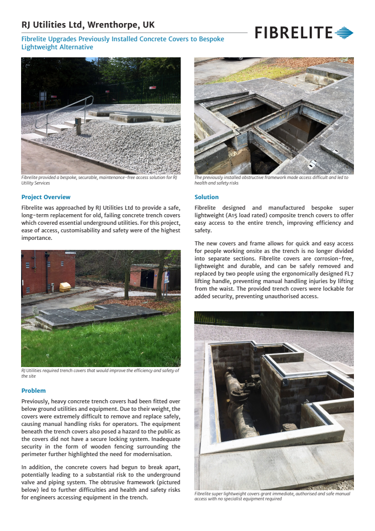 Fibrelite Upgrades Previously Installed Concrete Covers to Bespoke Lightweight Alternative