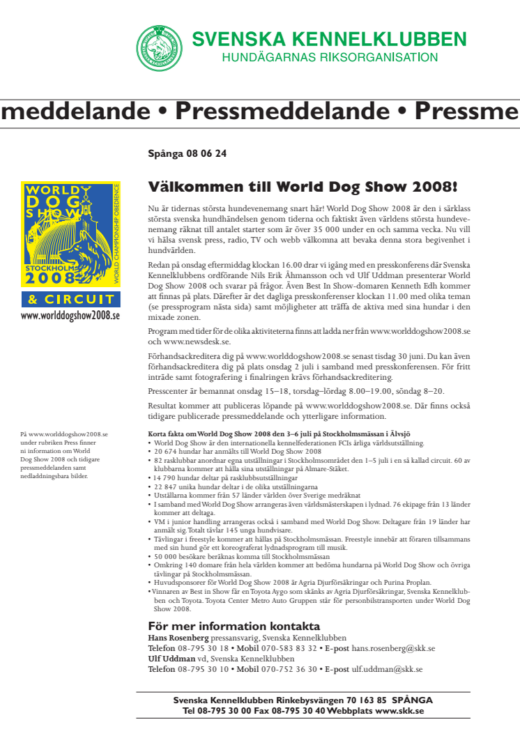 Välkommen till World Dog Show 2008