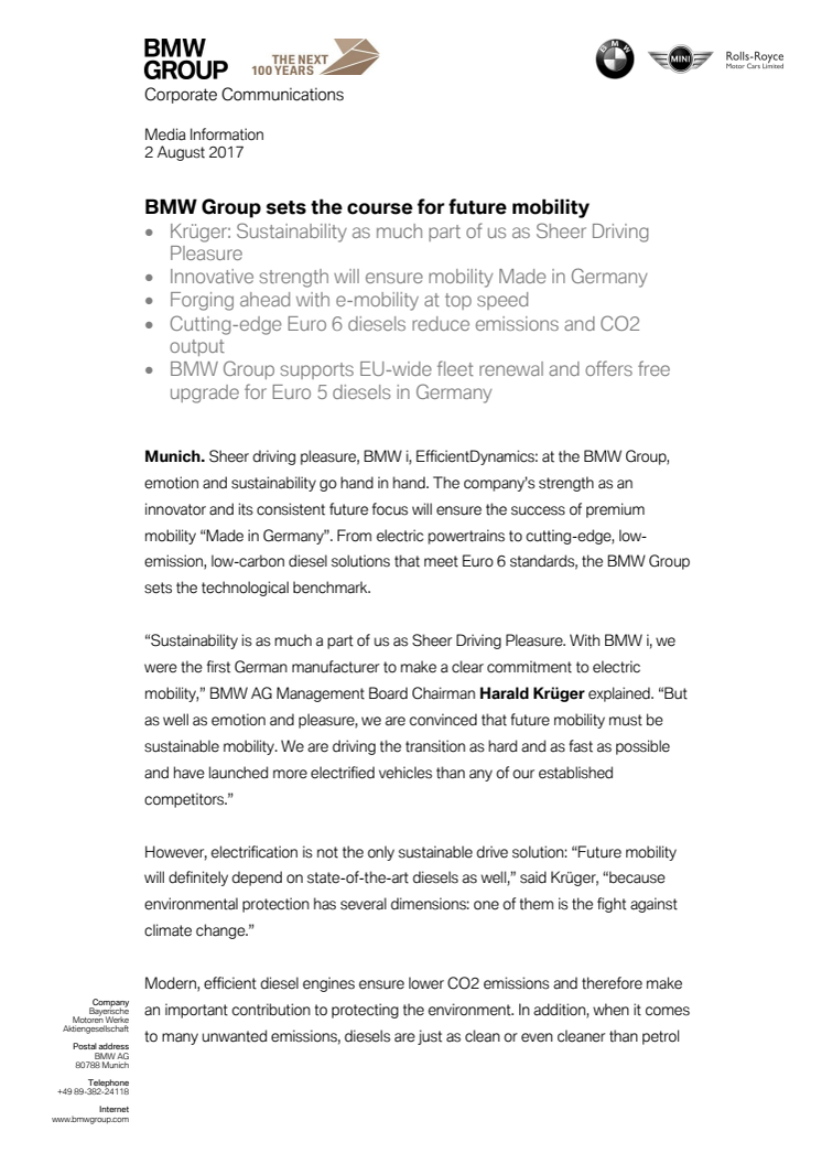 BMW Group sets the course for future mobility