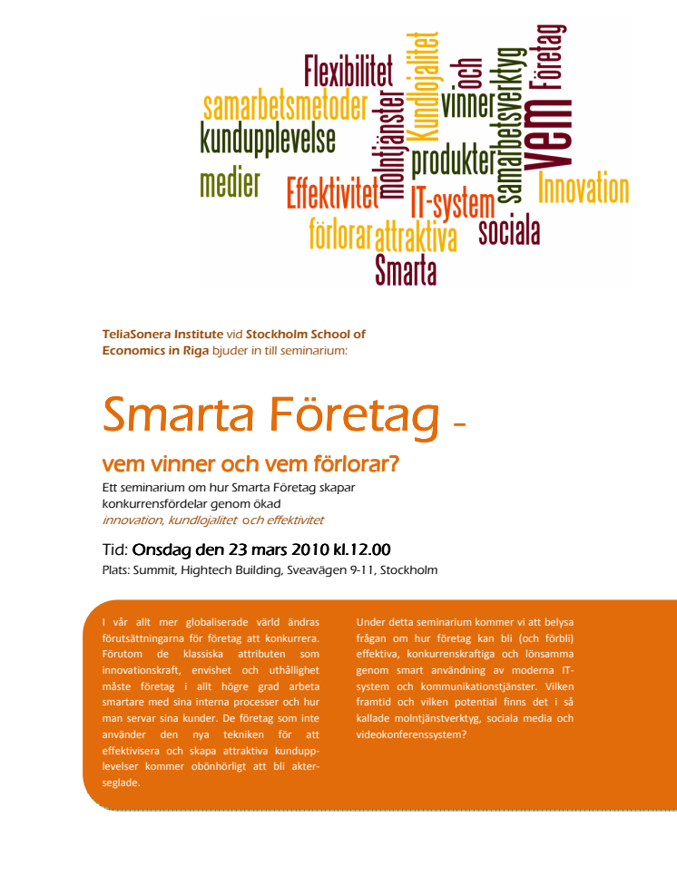 Inbjudan till Smarta Företag Seminarium 2011