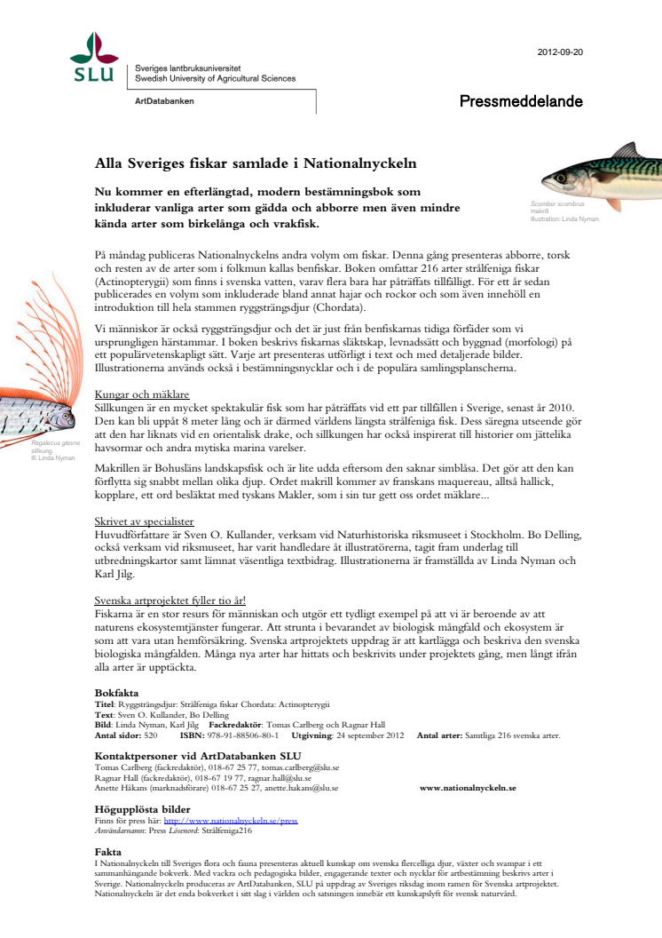 Alla Sveriges fiskar samlade i Nationalnyckeln