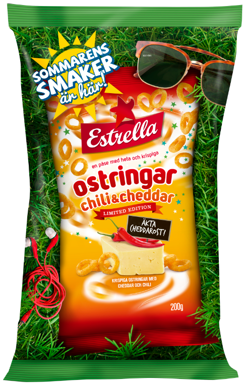 Estrella Ostringar Cheddar & Chili 200g