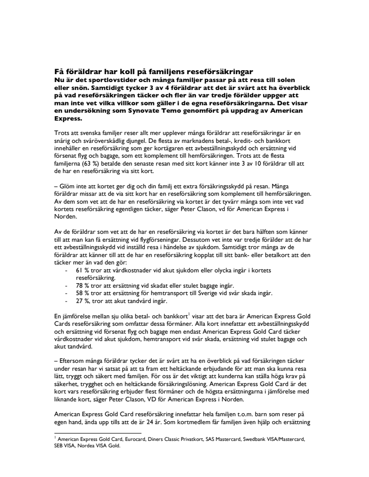 Få föräldrar har koll på familjens reseförsäkringar 