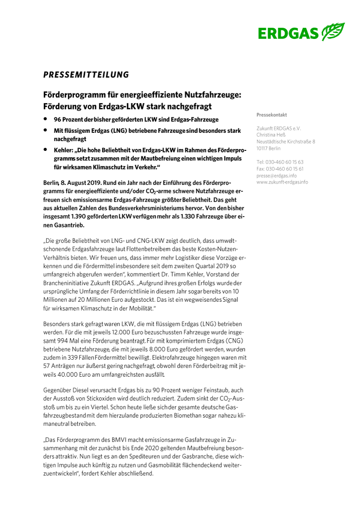 Förderprogramm für energieeffiziente Nutzfahrzeuge: Förderung von Erdgas-LKW stark nachgefragt